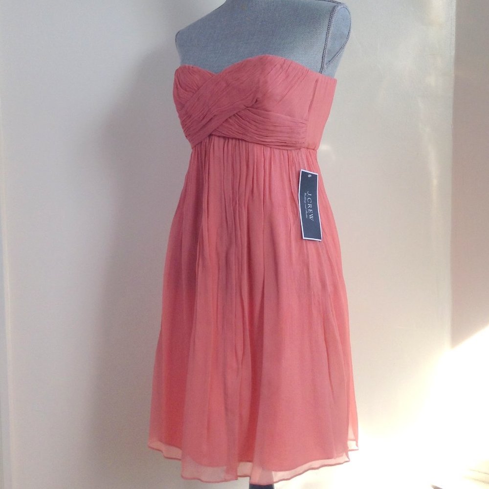 Vintage J.Crew Taryn Dress Silk Chiffon Coral Pink